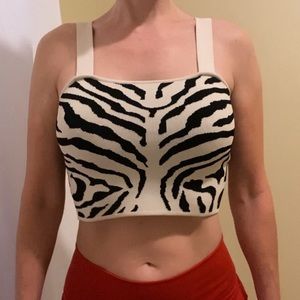 Bebe zebra print cropped top